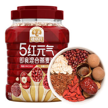 穗格氏（SHEGURZ）5红元气即食燕麦片1000g 冲泡即食枸杞红枣营养早餐冲饮谷物代餐 /水饮冲调 /冲饮谷物 /麦片 商品图5