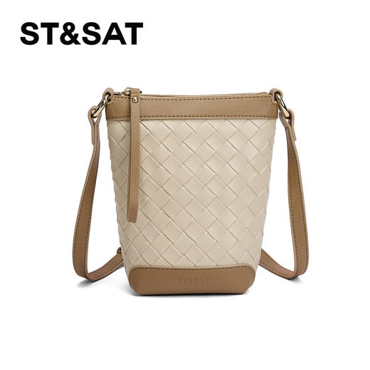 星期六时髦编织拉链水桶包SSD521A05J 商品图3