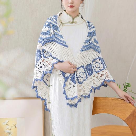 苏苏姐家青花玲珑披肩手工DIY编织钩针毛线团自制材料包 商品图1