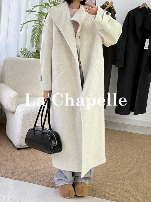 会员福利【官网2k+高端质感】拉夏贝尔/La Chapelle立领廓形绵羊毛大衣~松弛氛围感气质长款外套 商品图4