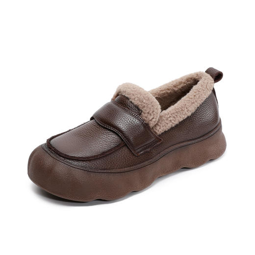 头层牛皮一脚蹬毛毛口鞋，平底休闲棉鞋软底加绒保暖皮鞋ZM258719 商品图4