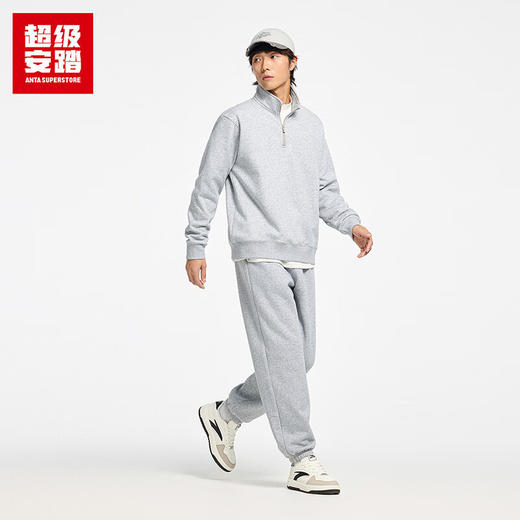 超级安踏半拉链加绒卫衣男款秋冬加绒保暖长袖套头衫152548718U 商品图2