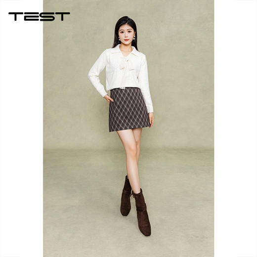 冬上新百搭通勤高腰显瘦格纹包裙3254061 商品图1