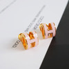 【95新】Hermes爱马仕迷你粉色pop H金属耳环尺寸约7*9mm311025NJS36 商品缩略图2