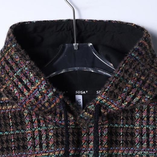 WY1340SDSA男士秋冬新款痞帅男装美式复古彩色格子抽绳连帽卫衣宽松潮流 商品图2