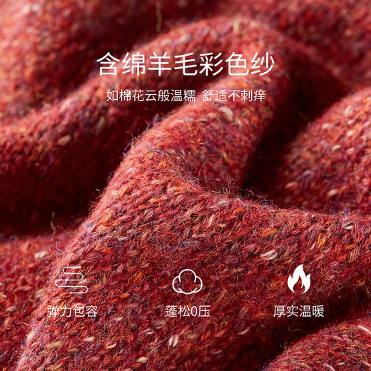 【内购】【羊彩衫】疗愈风多巴胺南瓜扣V领宽松显瘦含绵羊毛厚开衫毛衣-W54EB4847 商品图4