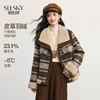 【11/19新品】熙世界白鸭绒内胆羊毛呢短外套女2025冬季新款翻领复古格纹羽绒服 商品缩略图0