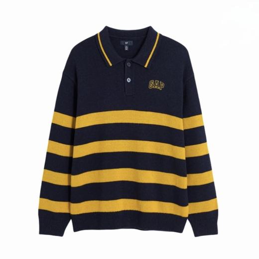 GAP 139元2件 复古条纹POLO针织衫 (线上线下同时在售不保证有货，活动款不退不换介意勿拍) 620254-GJ 商品图0