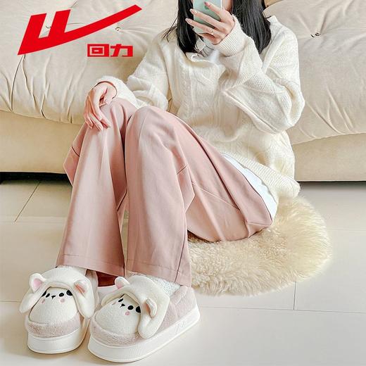 回力棉拖鞋女款秋冬季居家卧室保暖毛毛鞋公主风加绒加厚棉鞋子女 商品图3
