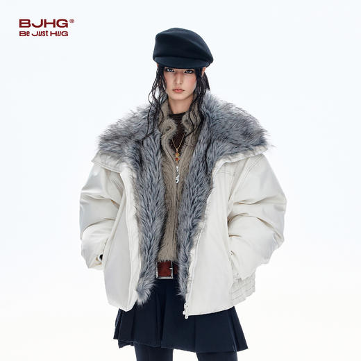 BJHG不计后果座山雕棉服外套男款冬季潮牌翻领大毛领防寒服棉袄女 商品图1