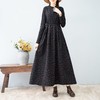 棉麻连衣裙文艺复古秋冬新款加绒加厚碎花长裙显瘦休闲大摆打底裙 商品缩略图1