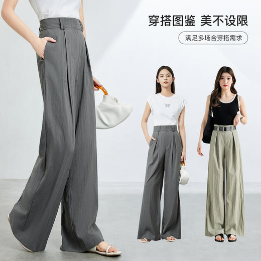【内购】飒美利落气质通勤OL帅气御姐风高腰显瘦阔腿裤-153KD3236X 商品图2