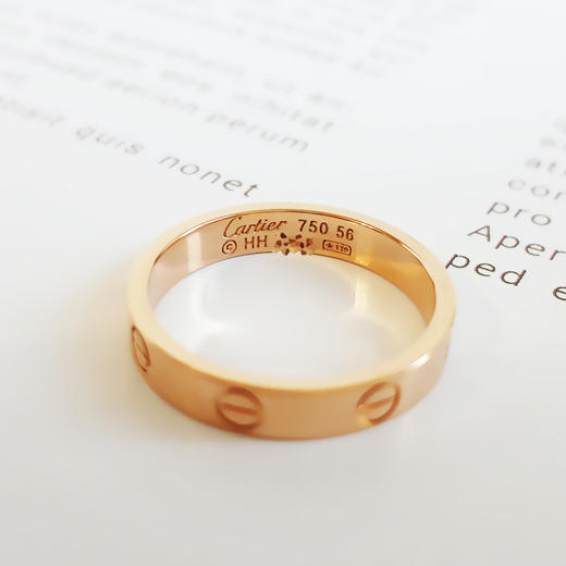 【95新】Cartier卡地亚LOVE系列B4049756 18K玫瑰金窄版无钻LOVE戒指56号071125NJT04 商品图5