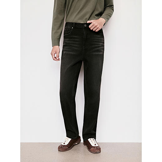 GXG男装 经典修身小脚水洗直筒牛仔裤休闲长裤 25年冬季新品 商品图2