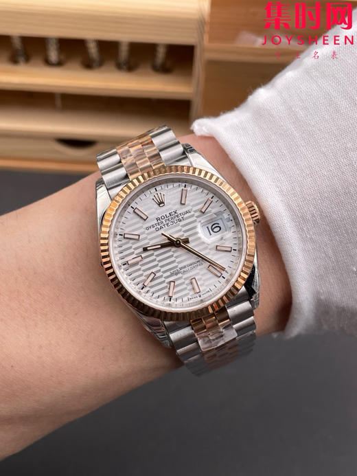 劳力士 VS日志36系列 间金款格子纹36mm 男士腕表 3235机 五珠带 表径36mm 小手腕福音 商品图8