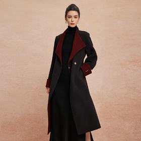 QH917斯尔丽25新款双面双色修长显瘦气质长款羊毛大衣