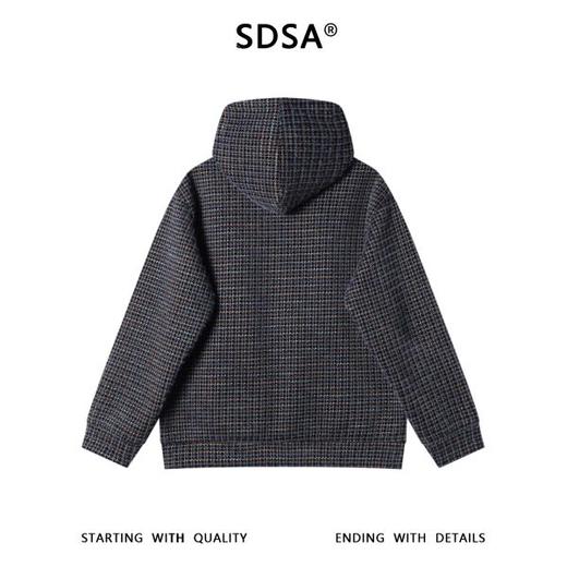 SDSA男士秋冬新款痞帅男装美式复古彩色格纹绒毛抽绳连帽卫衣百搭 商品图5