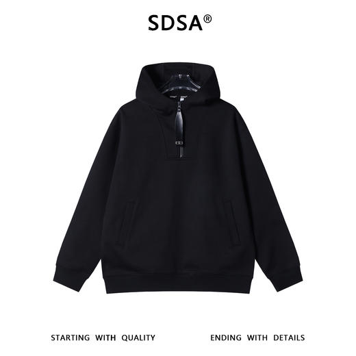 WY1406SDSA男士秋冬新款痞帅男装韩版简约纯色半拉链立领连帽卫衣百搭 商品图1