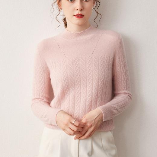 「高货rig」全新升级【铂金会员468/天猫629/差价161】(01801)洛诗琳半高领羊绒衫2025秋冬新款宽松花边设计感套头毛衣 商品图0