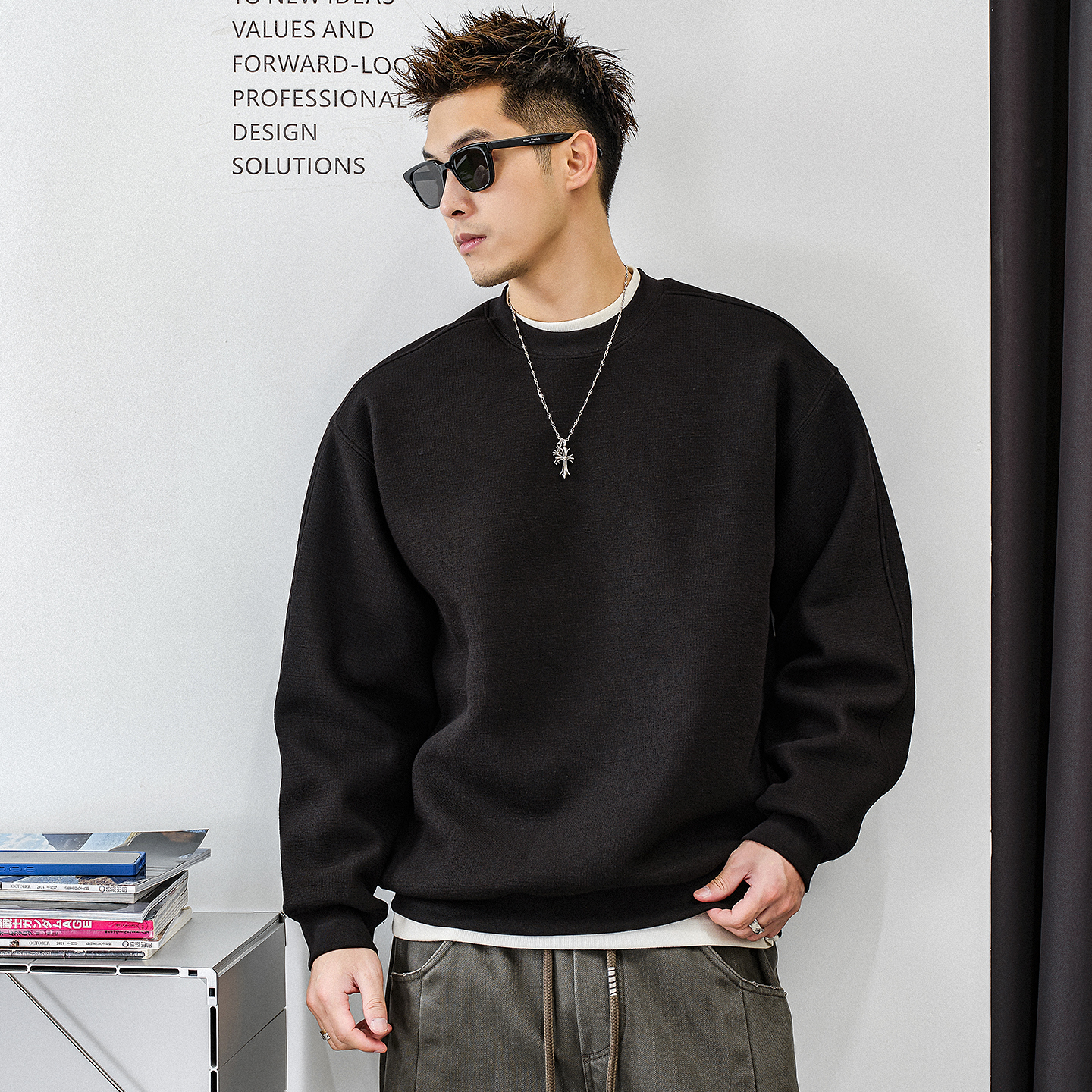 徐太浪【基础款 简约百搭】加绒卫衣男秋冬款休闲内搭打底衫上衣