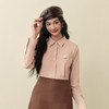 【严选】诗凡黎小狗刺绣粉色翻领衬衫2025冬新款宽松百搭减龄通勤长袖上衣7GB221071 商品缩略图2