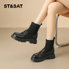星期六加绒时髦压纹学院风袜筒靴SSD4118T45 商品缩略图1
