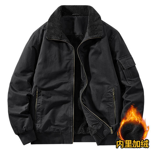 新款户外休闲立领外套冬季双面穿男士棉加绒加厚水洗工装夹克外套 商品图2