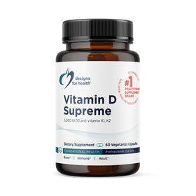 【效期至26年10月】维生素DK组合 5000IU Designs for health Vitamin D Supreme caps* 60粒/瓶