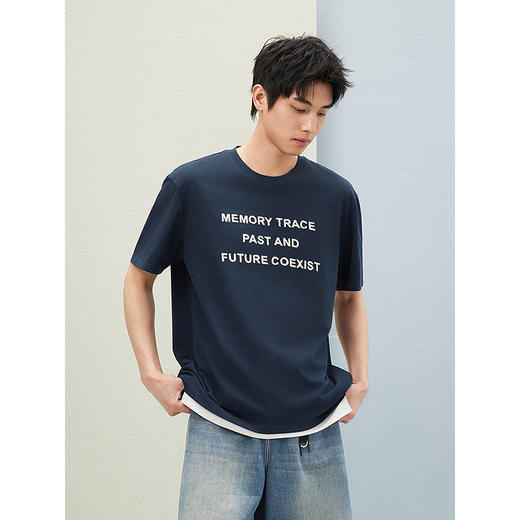 【纯棉】GXG25夏季新品前胸刺绣字母设计时尚简约宽松短袖T恤 商品图2