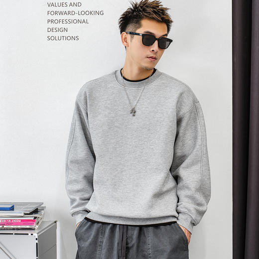 徐太浪【基础款 简约百搭】加绒卫衣男秋冬款休闲内搭打底衫上衣 商品图2