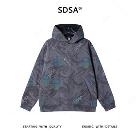 SDSA男士秋冬新款痞帅男装简约水波纹字母连帽卫衣百搭时尚上衣