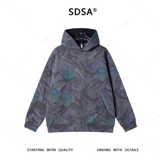 SDSA男士秋冬新款痞帅男装简约水波纹字母连帽卫衣百搭时尚上衣 商品图0
