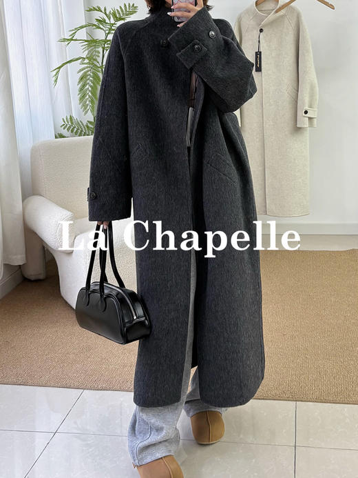 会员福利【官网2k+高端质感】拉夏贝尔/La Chapelle立领廓形绵羊毛大衣~松弛氛围感气质长款外套 商品图0