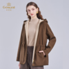乔万尼2025冬新品连帽设计抽绳轻休闲羊毛驼绒混纺短款大衣外套ED4A793 商品缩略图1