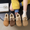冬季加绒【复古刺绣花边勃肯鞋】一字扣雪地靴加绒保暖棉鞋 商品缩略图3