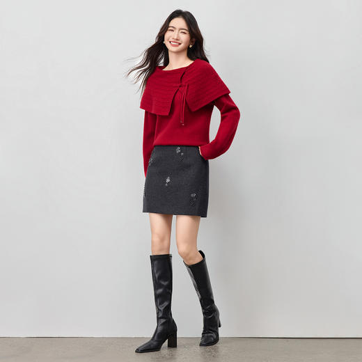 【内购】【披肩领】优雅本命年穿搭国风长尾盘扣宽松含绵羊毛弹力厚毛衣-W54EE4040 商品图2