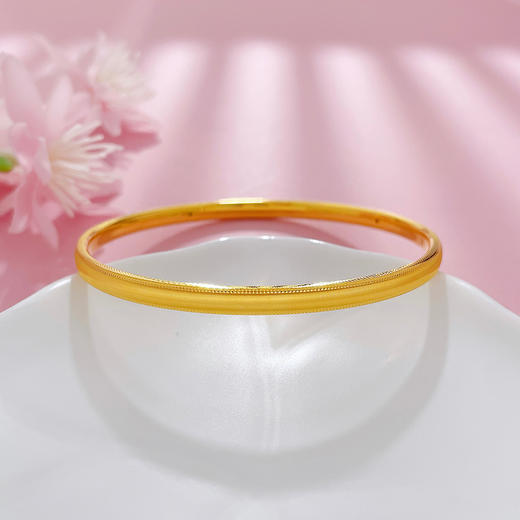 【限时克减150元】足金 #CNC  无氰5D空心固口手镯CNC丝绒金固口手镯（面宽约3.8-4.2mm）(AR5DSZ10003),(预售产品下单后不退款不退货不换货不补差价) 商品图0