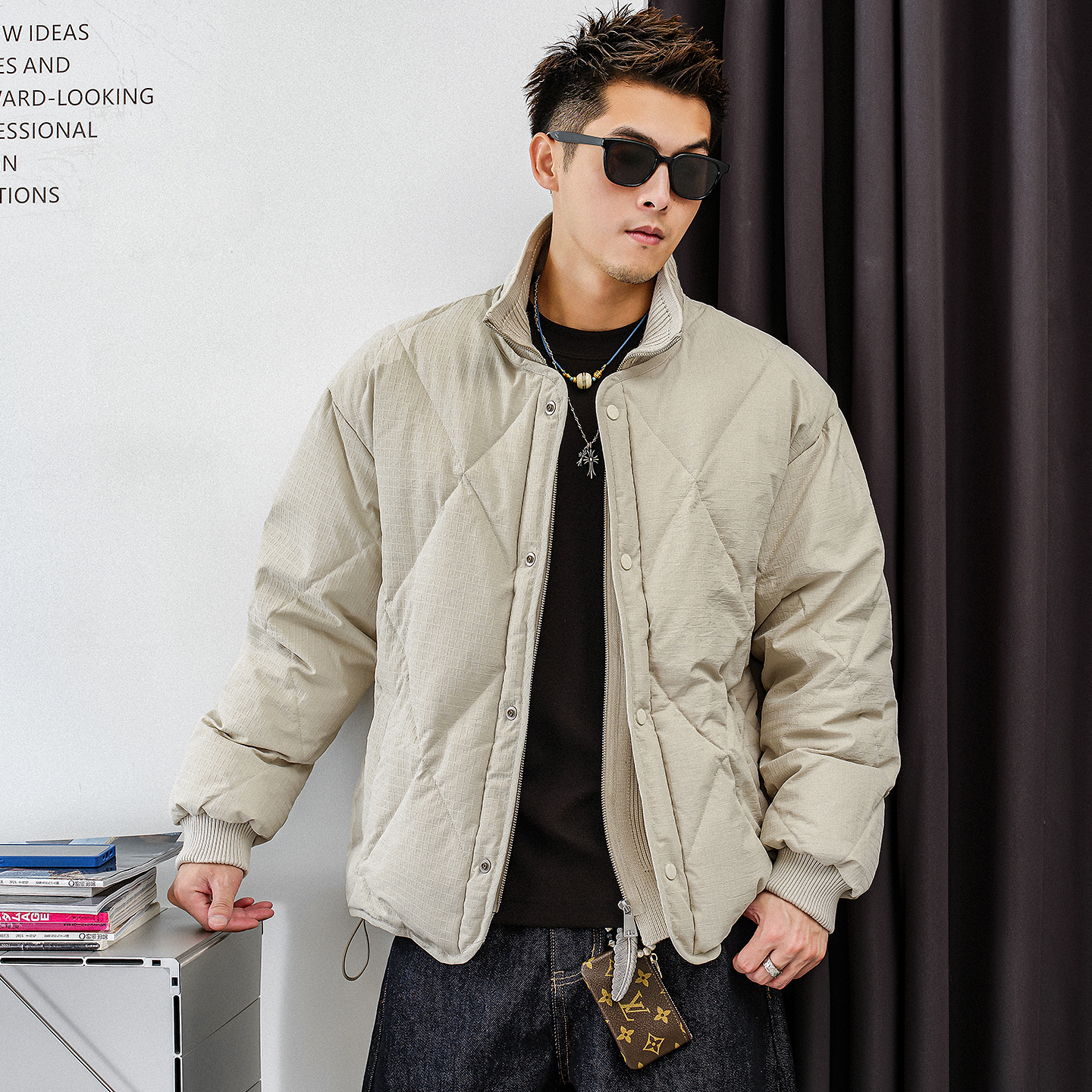 徐太浪【菱格纹绗缝】白鸭绒羽绒服男冬季保暖休闲男士防寒服外套