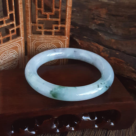 【天然正品】天然圆条细腻飘蓝花浅紫糯种56.5号翡翠手镯190425AH35 商品图7