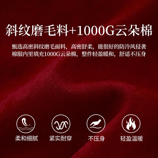 【11/19新品】熙世界小香风红色棉衣棉服女2025年冬季新款高级感毛绒翻领短外套 商品图2