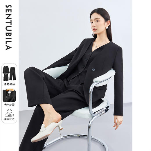 【内购】V领西装外套马甲长裤三件套-153ZE3585X 商品图0