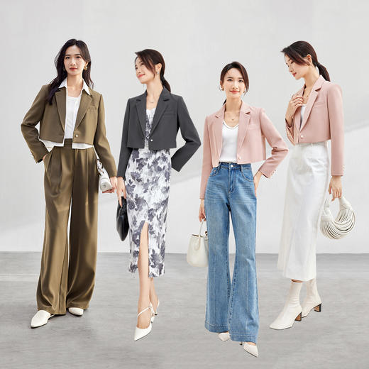 【内购】气质通勤西装领一粒扣小个子短款长袖休闲西装外套-153XC3221X 商品图3