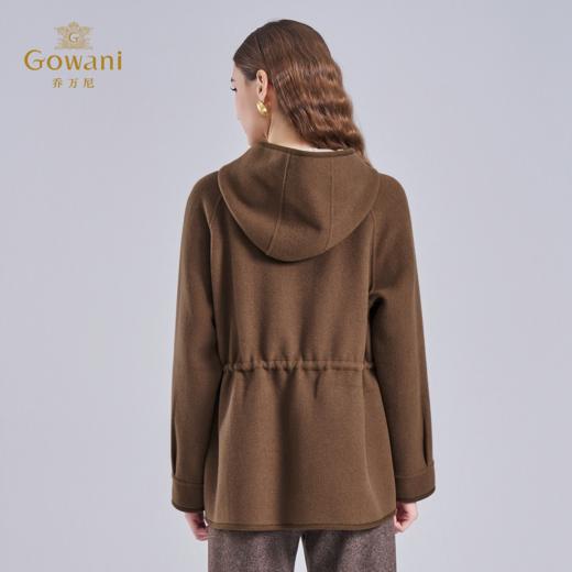 乔万尼2025冬新品连帽设计抽绳轻休闲羊毛驼绒混纺短款大衣外套ED4A793 商品图4