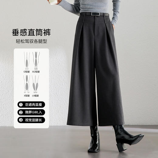 【内购】气质通勤拼接腰头高腰裙裤显瘦内工字活褶橡筋后腰A字休闲裤-144K56925 商品图2