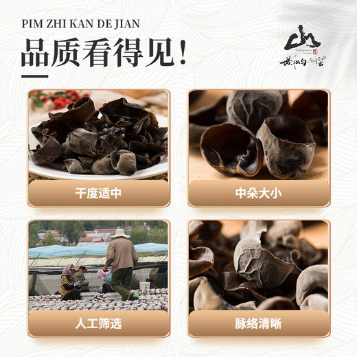 疯抢中！！【正宗长白山黄松甸有机/地标黑木耳】有机+Gi地标认证 健康营养 天然晒干 朵大肉厚 干净无沙无根蒂 口感Q弹 100g*3袋 商品图10
