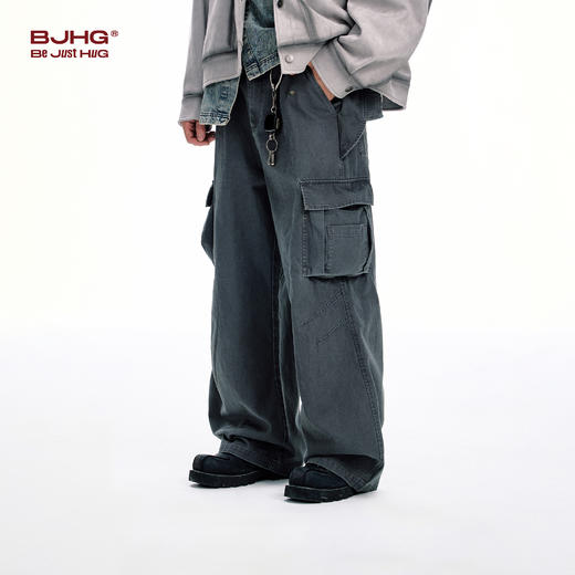 BJHG不计后果工装裤裤子男裤秋冬潮牌美式宽松直筒休闲裤阔腿长裤 商品图2