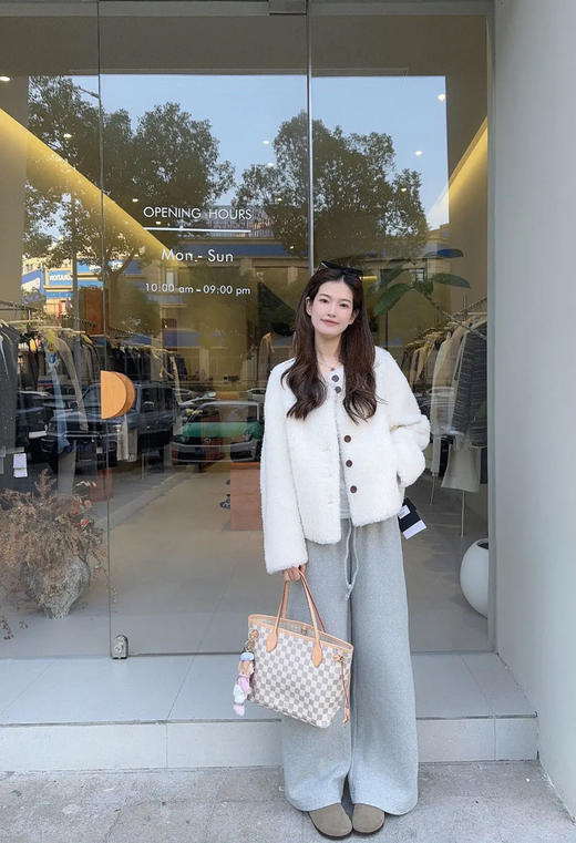 LV nf 中号 白棋盘格 白内里 购物袋 商品图2