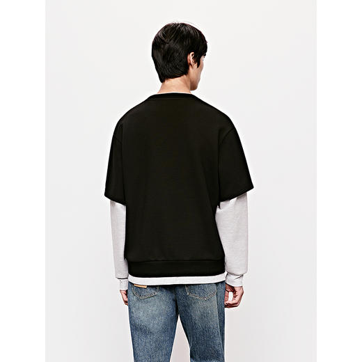 GXG男装 圆领套头卫衣假两件肌理上衣长袖卫衣 25冬热卖款 商品图3