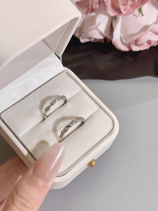 卡蒂罗KADER 枝蔓相依情侣对戒 925银镶嵌闪锆连理枝轻奢小众简约高级感素圈可调节一对 恋爱告白七夕专属 商品图5