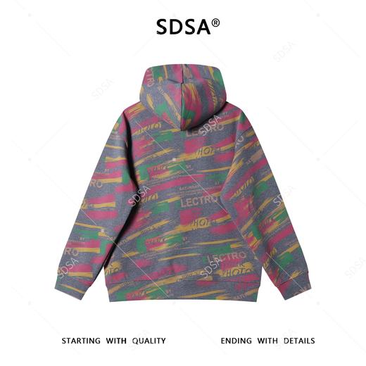 SDSA男士秋冬新款痞帅男装简约美式撞色印花字母连帽卫衣百搭宽松 商品图4